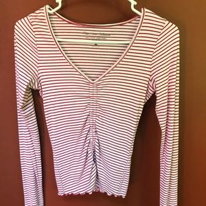 Girls Hollister Striped/ Ruffled Long Sleeve